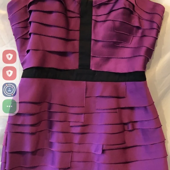 Bebe Layered Satin Bodycon Cocktail Lucca Strips Purple Sheath Dress Size Small - Picture 3 of 12
